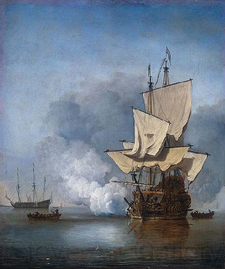 VELDE, Willem van de, the Younger The pendants The cannon shot and The gust in the collection of the Rijksmuseum Amsterdam France oil painting art